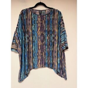 Clara Sunwoo Tunic Womens Small Blue Purple Excellent Sharkbite Button Sleeve